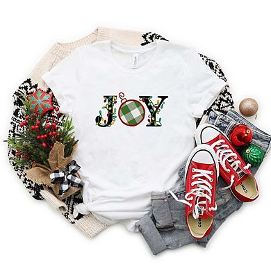 Joy Christmas Lights Short Sleeve Graphic Tee