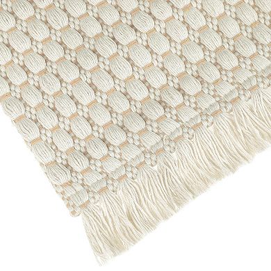 2 Pcs Bohemian Bathroom Rug With Fringe Bedroom Rug Woven Textured Rug Bath Mat