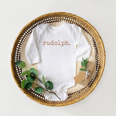 Rudolph Raised Print Baby Long Sleeve Bodysuit