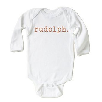 Rudolph Raised Print Baby Long Sleeve Bodysuit