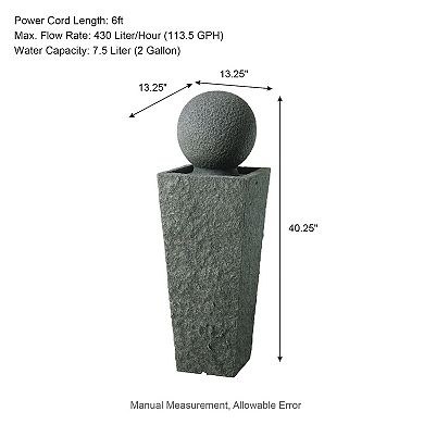 Glitzhome 40.25"H Oversized Polyresin Outdoor Water Fountain