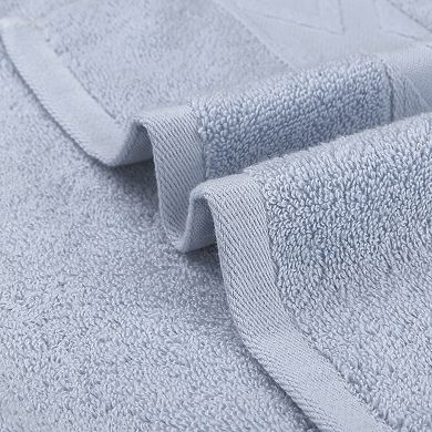 Rhombus Pattern Hand Towel Set Of 2, Cotton, Highly Absorbent And Quick Drying Towels For Bathroom