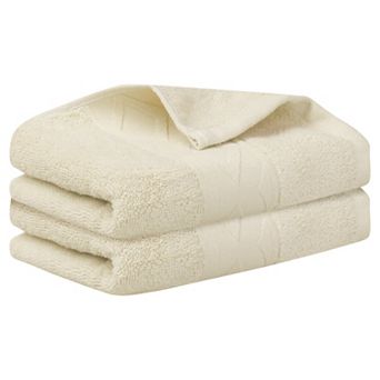 Rhombus Pattern Hand Towel Set Of 2, Cotton, Highly Absorbent And Quick Drying Towels For Bathroom