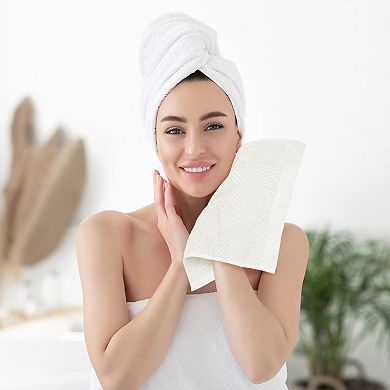 12 Pack Striped Bath Washcloths Set, Cotton, Highly Absorbent And Lightweight, Body And Face Towels