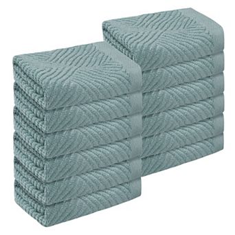 12 Pack Striped Bath Washcloths Set, Cotton, Highly Absorbent And Lightweight, Body And Face Towels