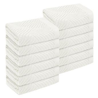 12 Pack Striped Bath Washcloths Set, Cotton, Highly Absorbent And Lightweight, Body And Face Towels