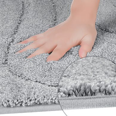 2 Pcs Non Slip Absorbent Bath Mat Washable Bathroom Rug For Shower Room Floor