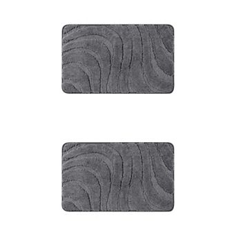 2 pc Non Slip Absorbent Bath Mat Washable Bathroom Rug For Shower Room Floor