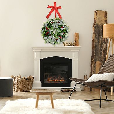 Christmas Flower Wreaths for Front Door, Artificial Wreath with Berries, Home Decoration Garland