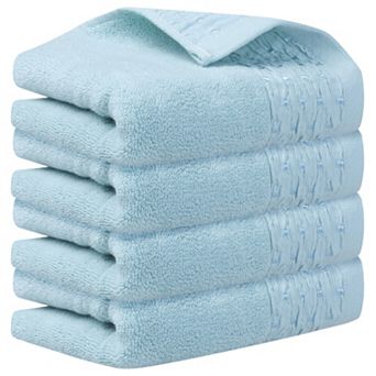 Embroidery Pattern Hand Towels Set, Cotton Comfortable Hand Towels for Bathroom, 4 Pack 14" x 30"