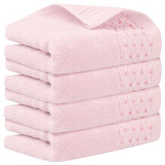 Embroidery Pattern Hand Towels Set, Cotton Comfortable Hand Towels for Bathroom, 4 Pack 14" x 30"
