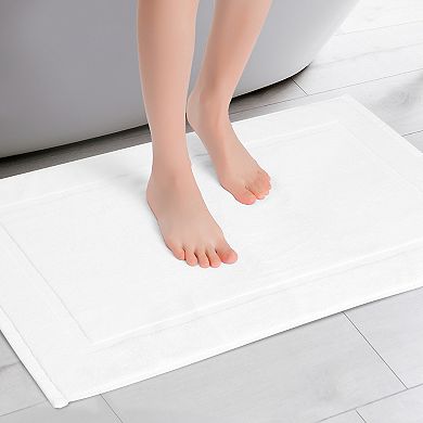 Towel Cotton Banded Bath Mat, Soft Plush Bath Rug For Hotel Spa Bathtub Mat 20" X 32" 2 Pcs