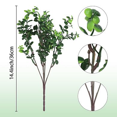 6 Pack Artificial Branches Plants, Faux Leaf Green, Outdoor Fake Plastic Plants for Home Wedding