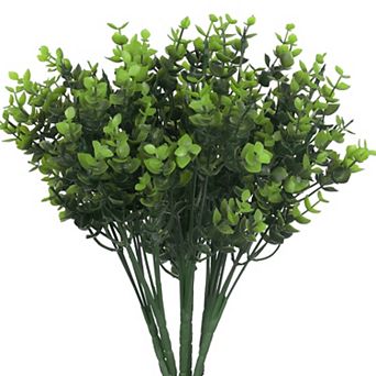 6 Pack Artificial Branches Plants, Faux Leaf Green, Outdoor Fake Plastic Plants for Home Wedding