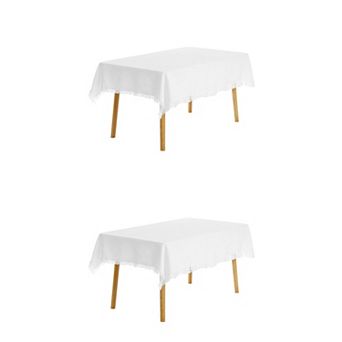 2 Pack Rectangle Tablecloth, Cotton Linen Table Cover With Tassel For Dinner Table 51"x51"