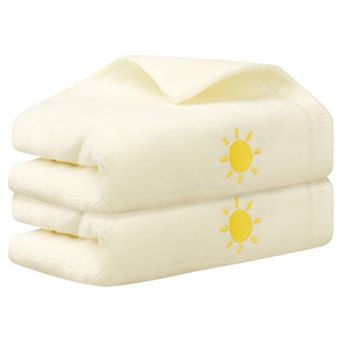 Cotton Cartoon Pattern Hand Towels, Absorbent Decorative Towel for Bathroom 2 Pack 14 x 30inch