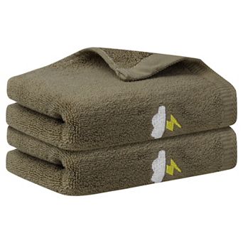 Cotton Cartoon Pattern Hand Towels, Absorbent Decorative Towel for Bathroom 2 Pack 14 x 30inch