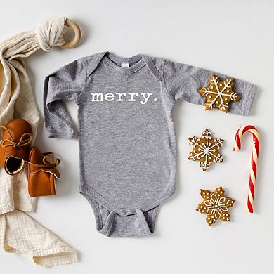 Merry Raised Print Baby Long Sleeve Bodysuit