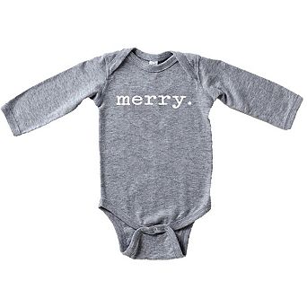 Merry Raised Print Baby Long Sleeve Bodysuit