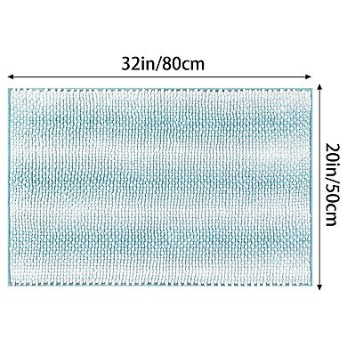 Chenille Bathroom Rug, Soft Bath Mat Striped Rug Luxury Plush Shaggy Bath Mat 2 Pcs 20" X 32"