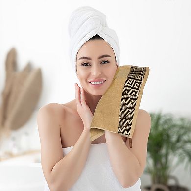 Geometric Patterns Washcloths Set, Low Linting Face Towels For Bathroom 13" X 13" 6 Pack