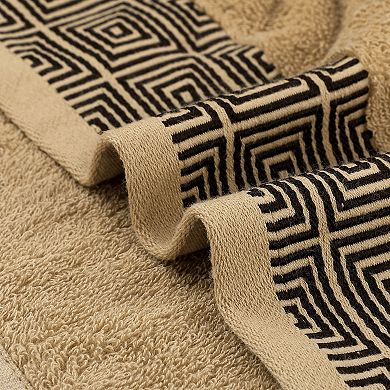 Geometric Patterns Washcloths Set, Low Linting Face Towels For Bathroom 13" X 13" 6 Pack
