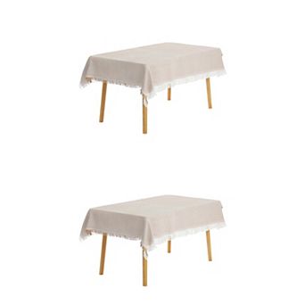 2 Pack Rectangle Tablecloth, Cotton Linen Table Cover With Tassel For Dinner Table 51"x71"