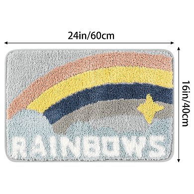 2 Pcs Colorful Bath Mat Stylish Funny With Cute Words Bathroom Rug Carpet