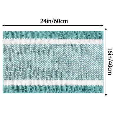 2 Pcs Striped Bathroom Rug Mat Non-slip Soft Plush Shaggy Bath Carpet 16" X 24", 20" X 32"