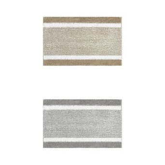 2 pc Striped Bathroom Rug Mat Non-slip Soft Plush Shaggy Bath Carpet 16" X 24", 20" X 32"