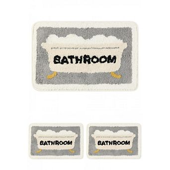 3 pc Colorful Bath Mat Stylish Funny With Cute Words Bathroom Rug Carpet 16" X 24"