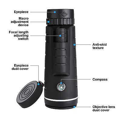 40x60 Bak4 Monocular Telescope With Clip And Tripod