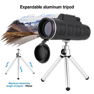 40x60 Bak4 Monocular Telescope With Clip And Tripod
