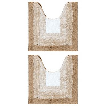 2 pc Bathroom Rug U-shaped And Rectangle Luxury Bath Mats For Bathroom Floor 20" X 20"