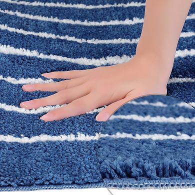 2 Pcs Water Absorbent Non-slip Bathroom Rug Bath Carpet Bath Mat For Doorway 16" X 24"