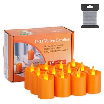 12 pc Led Flameless Flicking Votive Candles With Timer