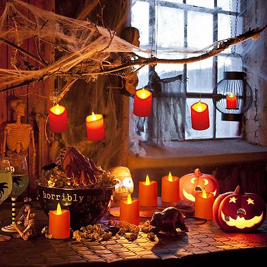 12 Pcs Led Flameless Flicking Votive Candles With Timer