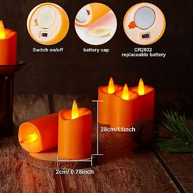 12 Pcs Led Flameless Flicking Votive Candles With Timer