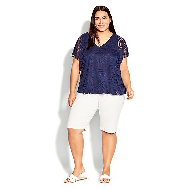 Avenue Women's Plus Size Elora Burnout Top