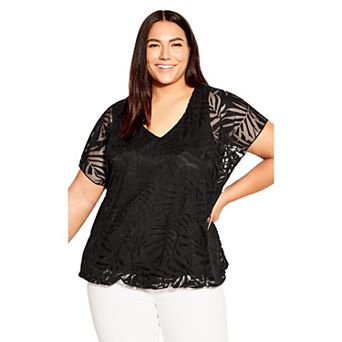 Avenue Women's Plus Size Elora Burnout Top
