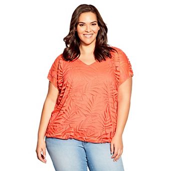 Avenue Women's Plus Size Elora Burnout Top