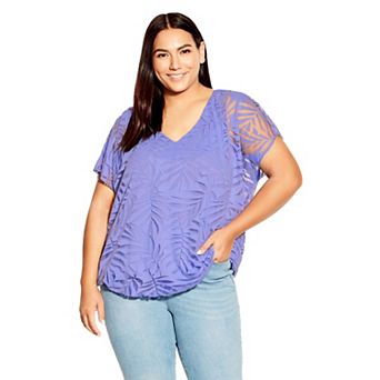 Avenue Women's Plus Size Elora Burnout Top