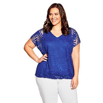 Avenue Women's Plus Size Elora Burnout Top
