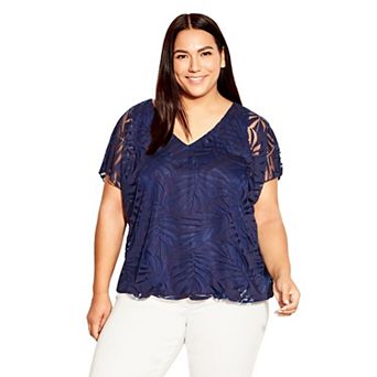 Avenue Women's Plus Size Elora Burnout Top