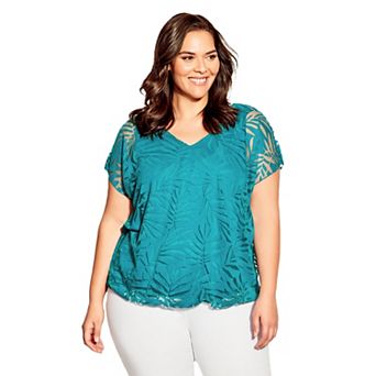 Avenue Women's Plus Size Elora Burnout Top