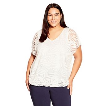 Avenue Women's Plus Size Elora Burnout Top