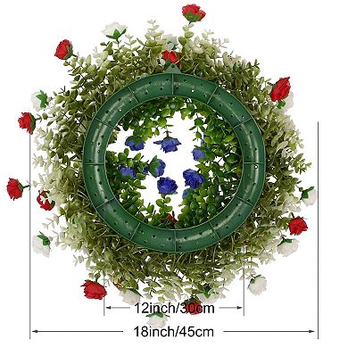 Colorful Flower Wreaths, Forth of July for Front Door Wall 18 Inches
