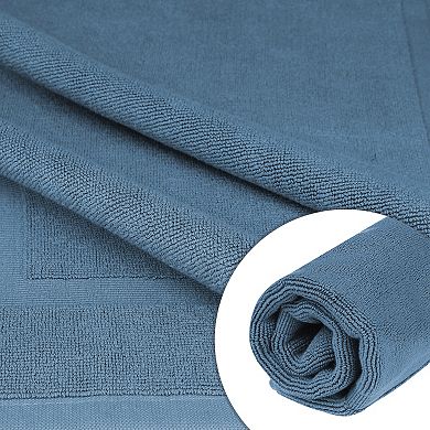 2 Pcs Towel Cotton Banded Bath Mat Reversible Soft Absorbent Bath Rug Bathtub Mat 16" X 24"