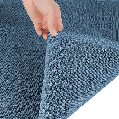 2 Pcs Towel Cotton Banded Bath Mat Reversible Soft Absorbent Bath Rug Bathtub Mat 16" X 24"