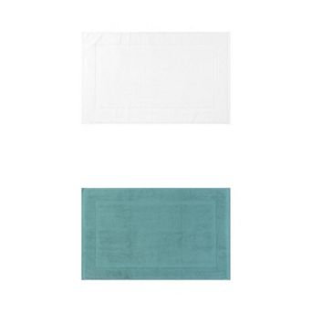 2 pc Towel Cotton Banded Bath Mat Reversible Soft Absorbent Bath Rug Bathtub Mat 16" X 24"